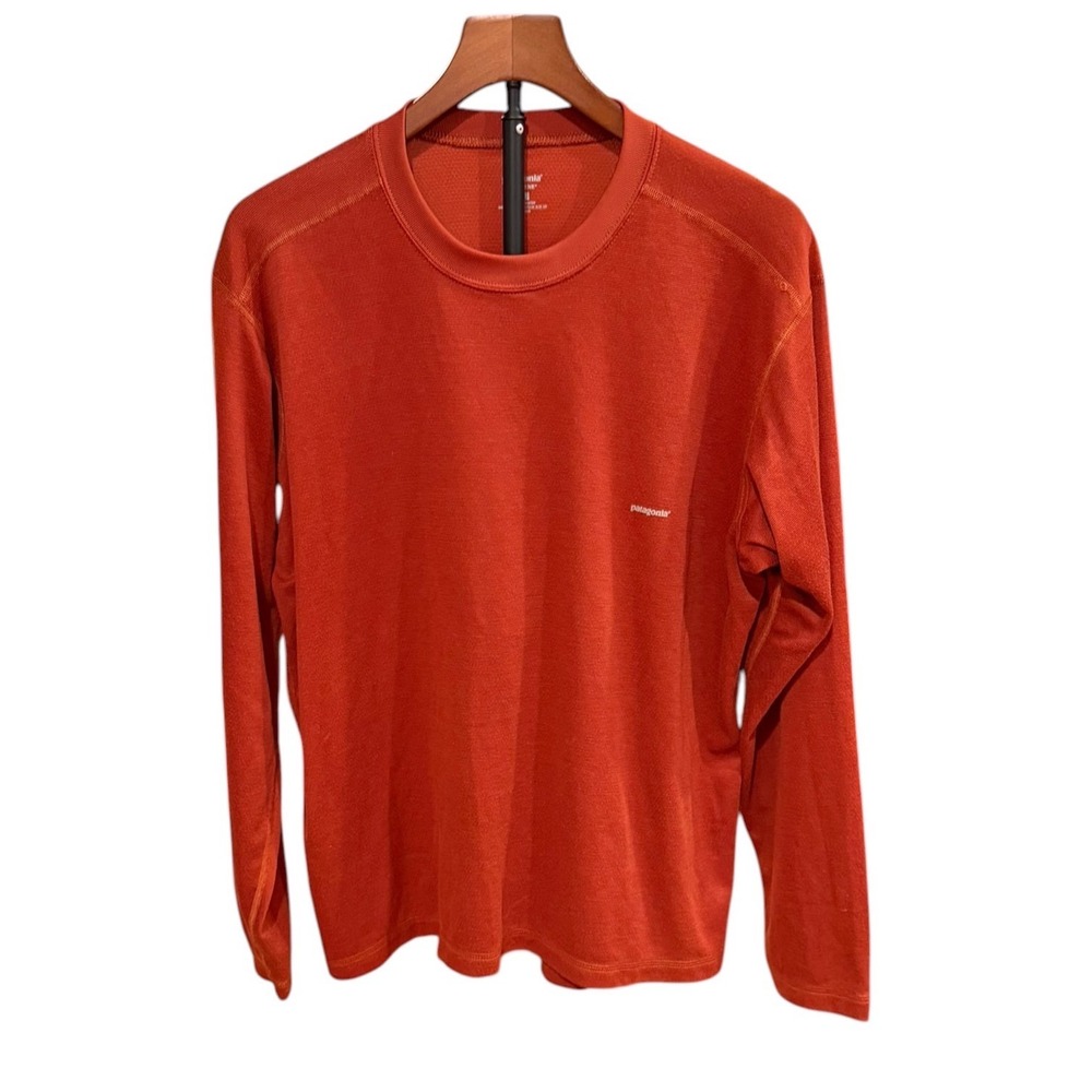 Patagonia Capilene Mens Large Long Sleeve Crewneck Shirt Orange Base Layer USA